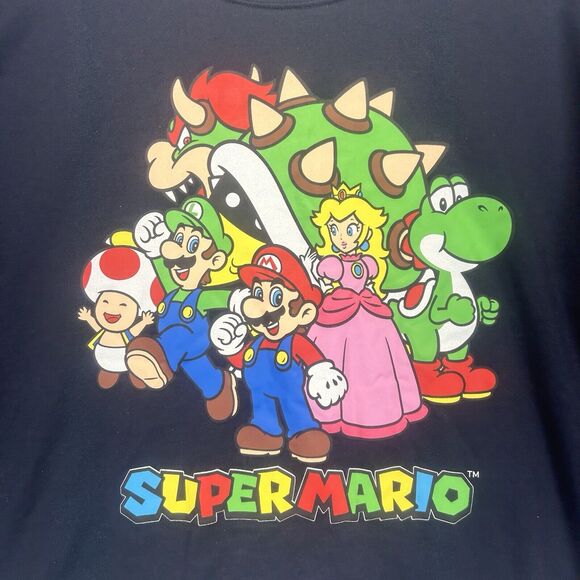 Super Mario Brothers Kids Large Graphic Print Sweatshirt Blue Casual Long Sleeve - Picture 3 of 8